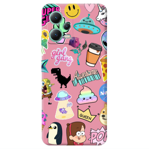 Xiaomi Redmi Note 12 Pro 5G Cartoon queen Pink Colored Silicone TPU Θήκη