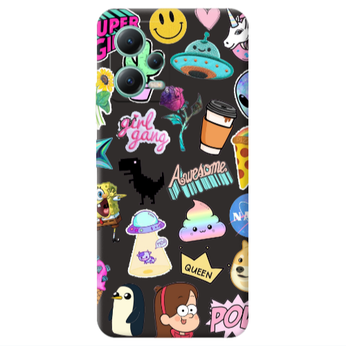 Xiaomi Redmi Note 12 Pro 5G Cartoon queen Black Colored Silicone TPU Θήκη