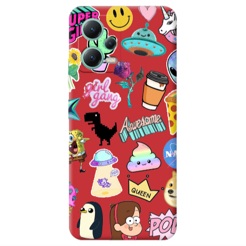 Xiaomi Redmi Note 12 Pro 5G Cartoon queen Red Colored Silicone TPU Θήκη