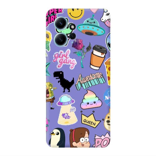 Xiaomi Redmi Note 12 4G Cartoon queen Purple Colored Silicone TPU Θήκη