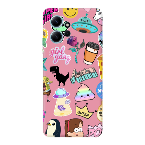 Xiaomi Redmi Note 12 4G Cartoon queen Pink Colored Silicone TPU Θήκη