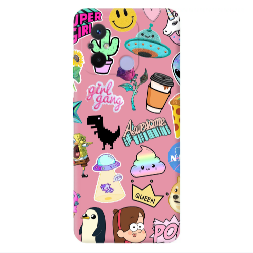 Xiaomi Redmi 12C Cartoon queen Pink Colored Silicone TPU Θήκη