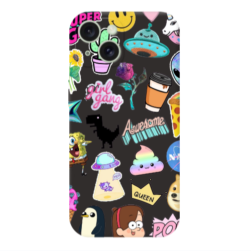 Apple iPhone 15 Cartoon queen Black Colored Silicone TPU Θήκη