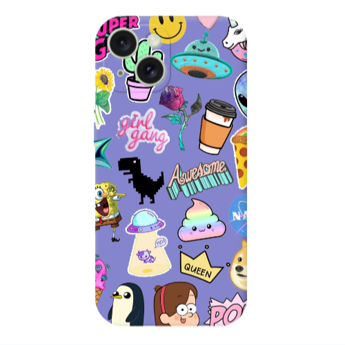 Apple iPhone 15 Plus Cartoon queen Purple Colored Silicone TPU Θήκη