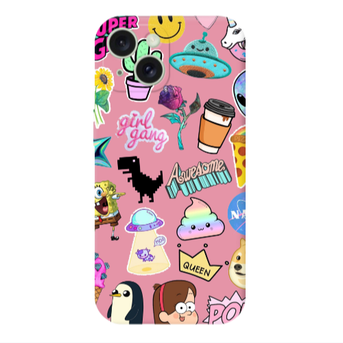 Apple iPhone 15 Plus Cartoon queen Pink Colored Silicone TPU Θήκη