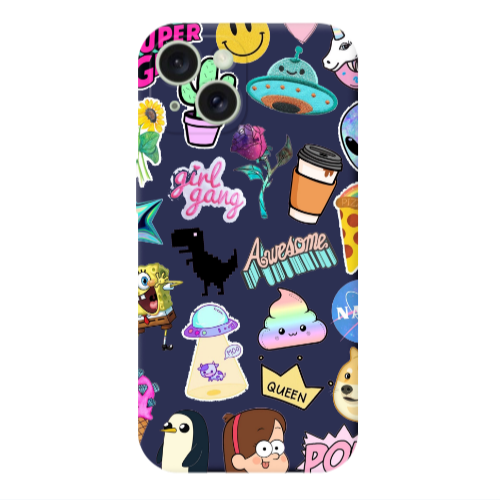 Apple iPhone 15 Plus Cartoon queen Dark blue Colored Silicone TPU Θήκη