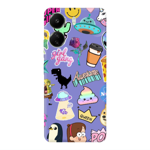 Xiaomi Redmi 13C Cartoon queen Purple Colored Silicone TPU Θήκη