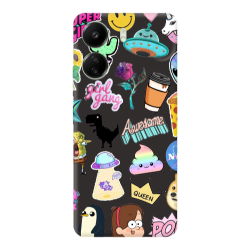 Xiaomi Redmi 13C Cartoon queen Black Colored Silicone TPU Θήκη