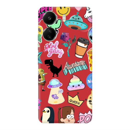 Xiaomi Redmi 13C Cartoon queen Red Colored Silicone TPU Θήκη