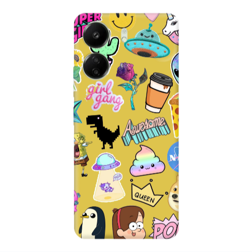 Xiaomi Redmi 13C Cartoon queen Yellow Colored Silicone TPU Θήκη