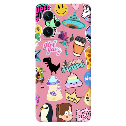 Xiaomi Poco X5 Cartoon queen Pink Colored Silicone TPU Θήκη