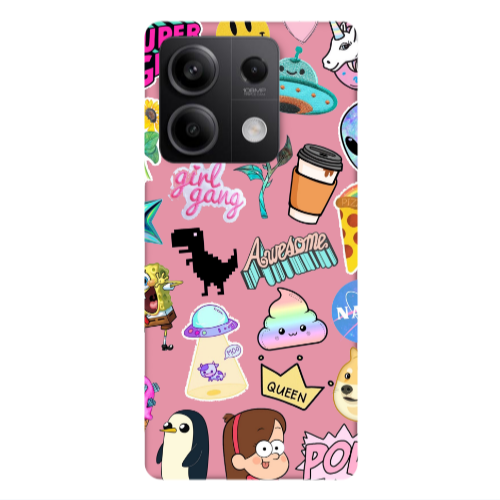 Xiaomi Redmi Note 13 5G Cartoon queen Pink Colored Silicone TPU Θήκη