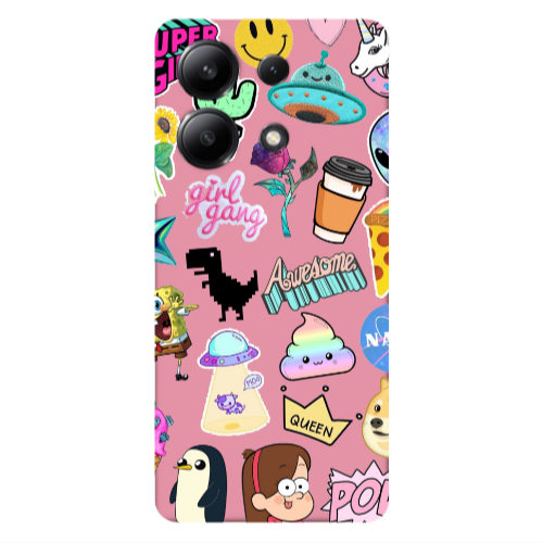 Xiaomi Redmi Note 13 4G Cartoon queen Pink Colored Silicone TPU Θήκη