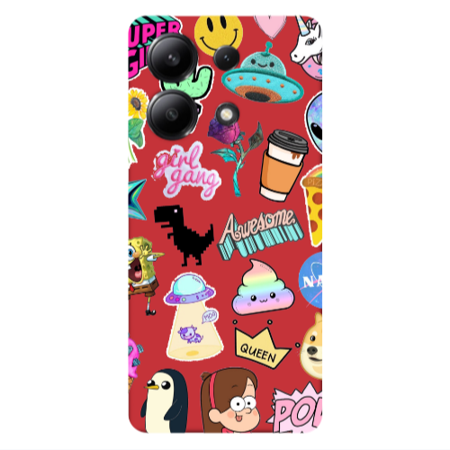 Xiaomi Redmi Note 13 4G Cartoon queen Red Colored Silicone TPU Θήκη