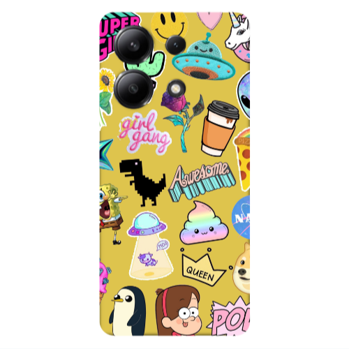 Xiaomi Redmi Note 13 4G Cartoon queen Yellow Colored Silicone TPU Θήκη