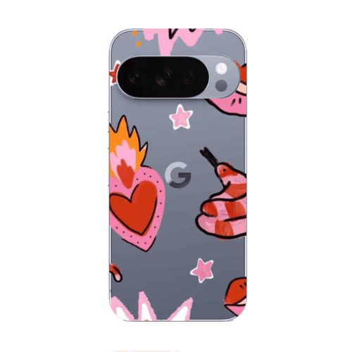 Google Pixel 10 Pro Snake heart Transparent Silicone TPU Θήκη