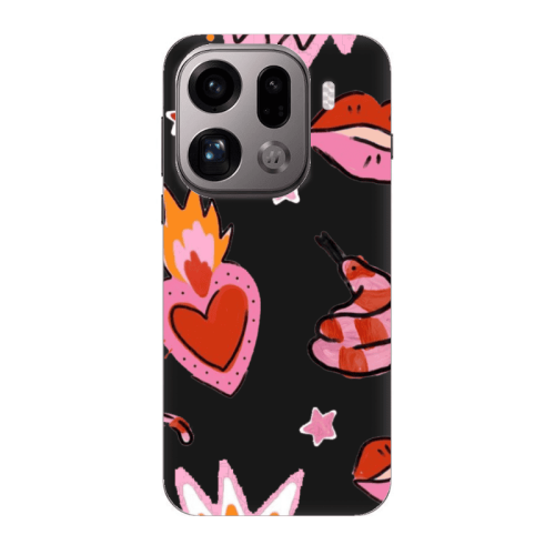 Oppo Find X9 Pro Snake heart Black Colored Silicone TPU Θήκη
