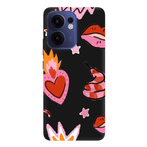 Oppo Reno 13 F Snake heart Black Colored Silicone TPU Θήκη