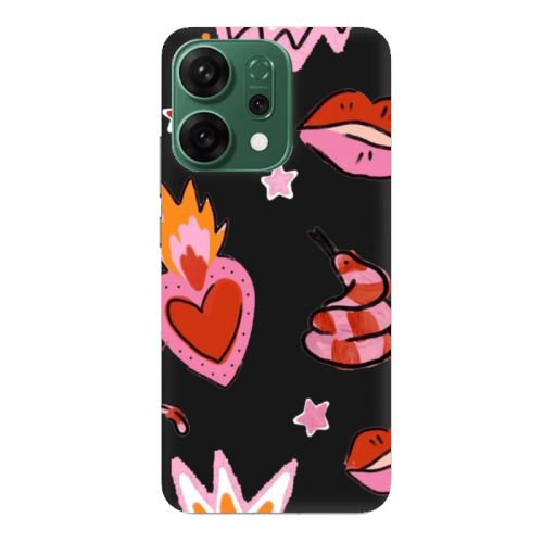 Oppo RENO 14 Snake heart Black Colored Silicone TPU Θήκη
