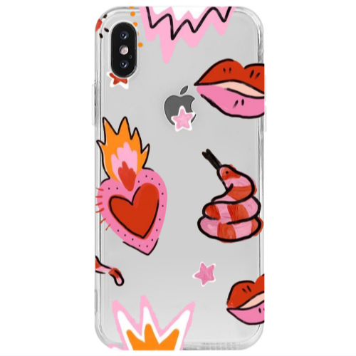 Apple iPhone X Snake heart Transparent Silicone TPU Θήκη
