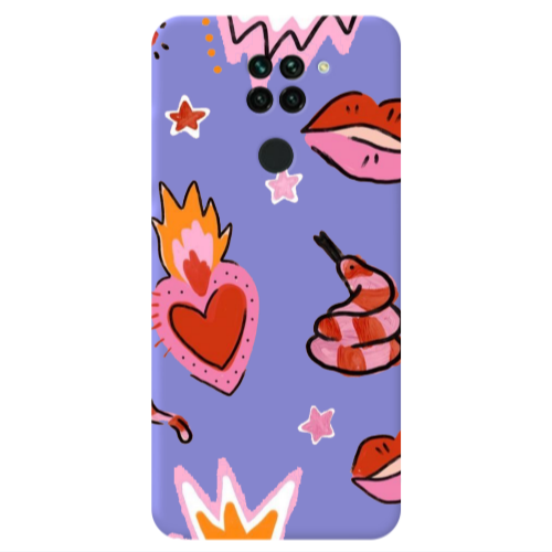 Xiaomi Redmi Note 9 Snake heart Purple Colored Silicone TPU Θήκη