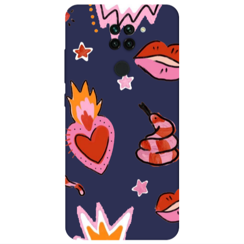Xiaomi Redmi Note 9 Snake heart Dark blue Colored Silicone TPU Θήκη