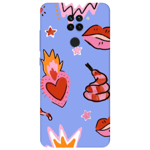 Xiaomi Redmi Note 9 Snake heart Light Purple Colored Silicone TPU Θήκη