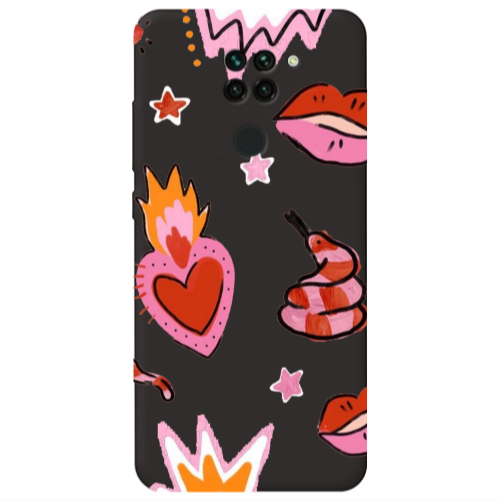 Xiaomi Redmi Note 9 Snake heart Black Colored Silicone TPU Θήκη