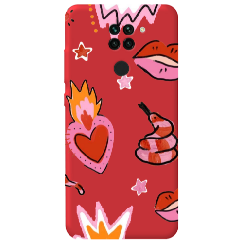 Xiaomi Redmi Note 9 Snake heart Red Colored Silicone TPU Θήκη