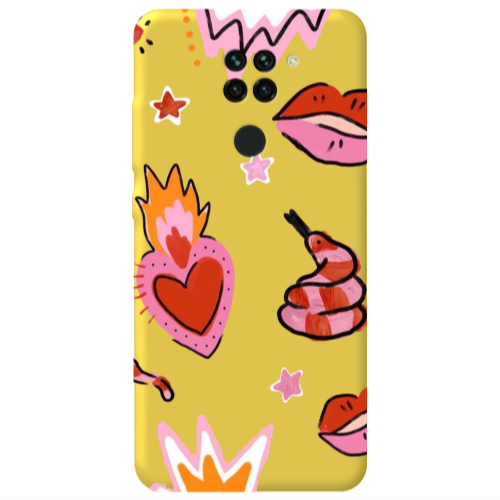 Xiaomi Redmi Note 9 Snake heart Yellow Colored Silicone TPU Θήκη
