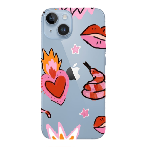 Apple iPhone 14 Plus Snake heart Transparent Silicone TPU Θήκη