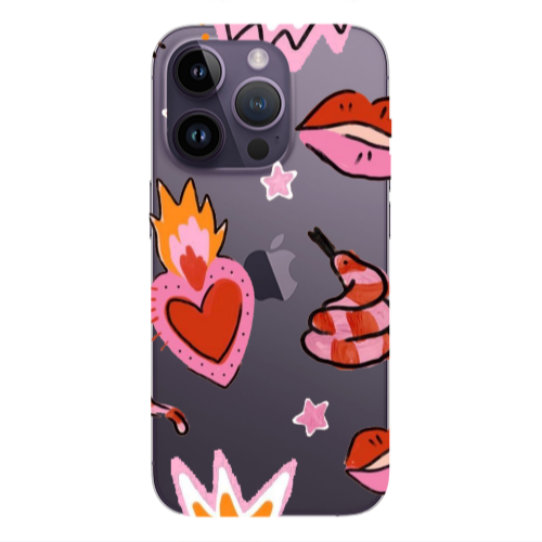 Apple iPhone 14 Pro  Snake heart Transparent Silicone TPU Θήκη