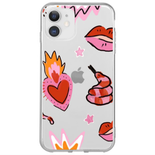 Apple iPhone 12 Mini Snake heart Transparent Silicone TPU Θήκη