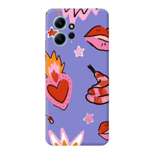 Xiaomi Redmi Note 12 4G Snake heart Purple Colored Silicone TPU Θήκη