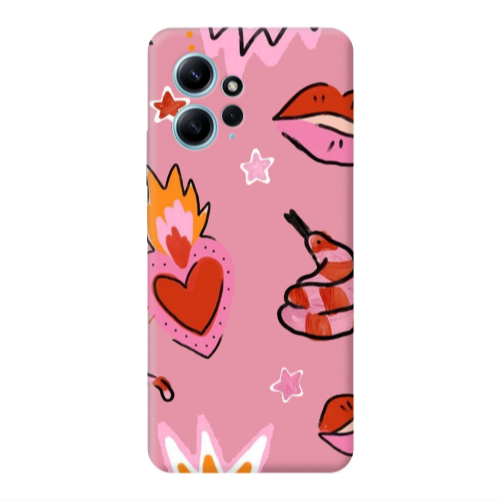 Xiaomi Redmi Note 12 4G Snake heart Pink Colored Silicone TPU Θήκη
