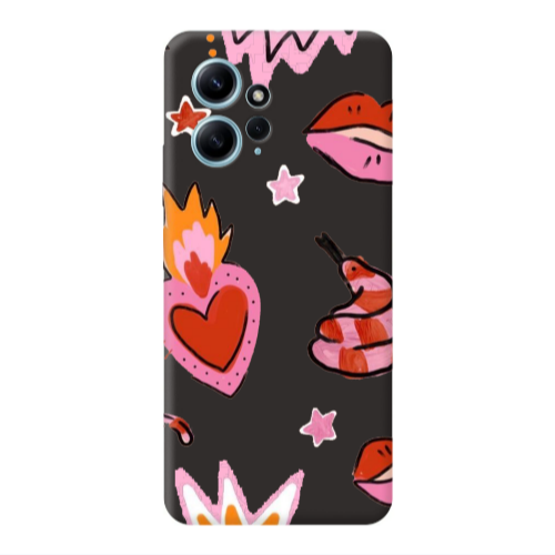 Xiaomi Redmi Note 12 4G Snake heart Black Colored Silicone TPU Θήκη