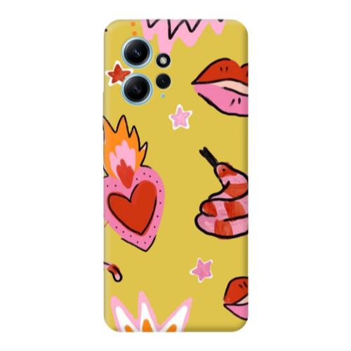 Xiaomi Redmi Note 12 4G Snake heart Yellow Colored Silicone TPU Θήκη