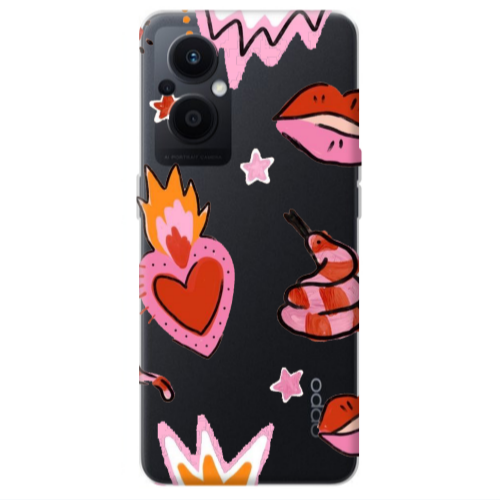 Oppo Reno 7 Lite Snake heart Transparent Silicone TPU Θήκη
