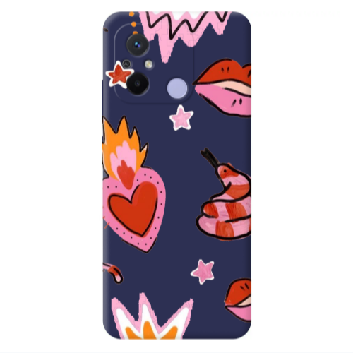 Xiaomi Redmi 12C Snake heart Dark blue Colored Silicone TPU Θήκη