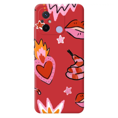 Xiaomi Redmi 12C Snake heart Red Colored Silicone TPU Θήκη
