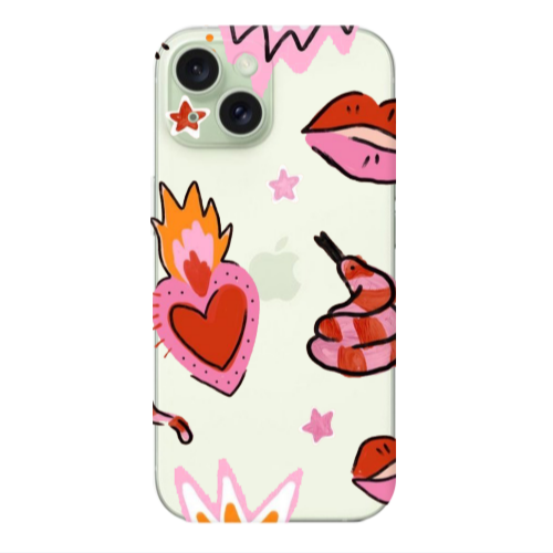 Apple iPhone 15 Snake heart Transparent Silicone TPU Θήκη
