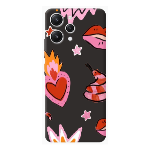 Xiaomi Redmi 12 Snake heart Black Colored Silicone TPU Θήκη