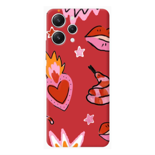Xiaomi Redmi 12 Snake heart Red Colored Silicone TPU Θήκη