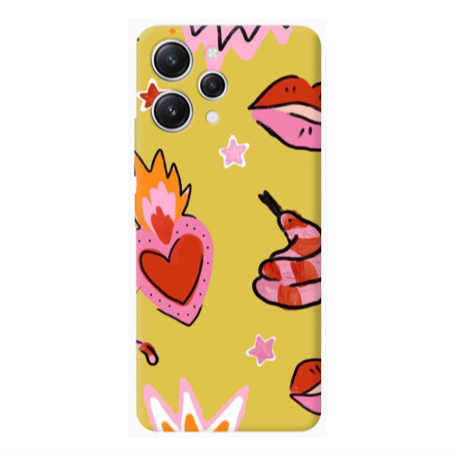 Xiaomi Redmi 12 Snake heart Yellow Colored Silicone TPU Θήκη