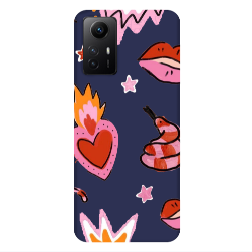 Xiaomi Redmi Note 12s Snake heart Dark blue Colored Silicone TPU Θήκη