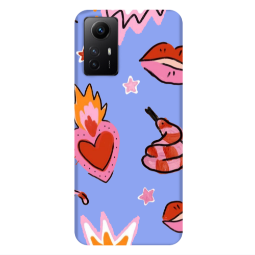 Xiaomi Redmi Note 12s Snake heart Light Purple Colored Silicone TPU Θήκη