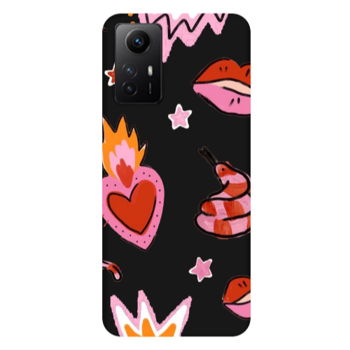 Xiaomi Redmi Note 12s Snake heart Black Colored Silicone TPU Θήκη