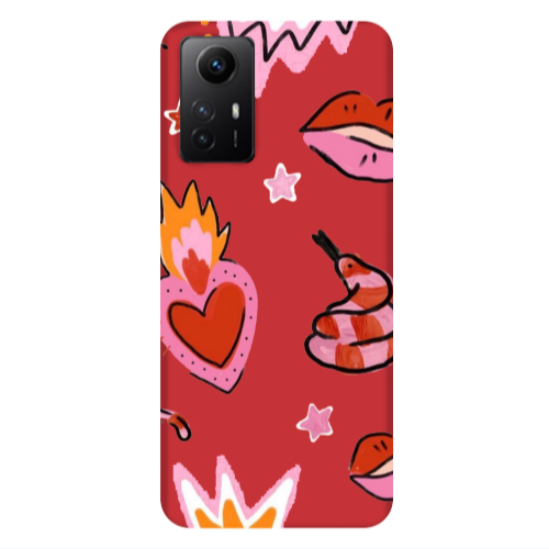 Xiaomi Redmi Note 12s Snake heart Red Colored Silicone TPU Θήκη