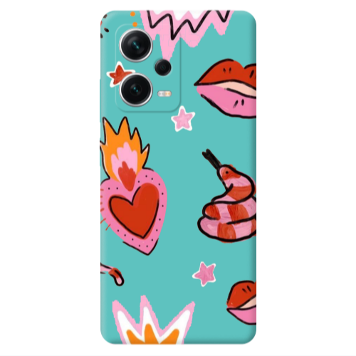 Xiaomi Poco X5 Snake heart Turquoise Colored Silicone TPU Θήκη