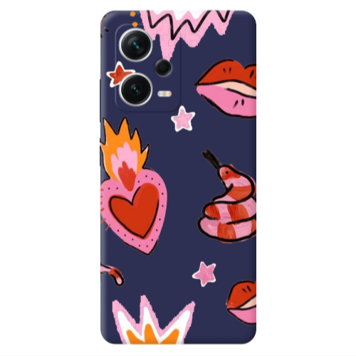 Xiaomi Poco X5 Snake heart Dark blue Colored Silicone TPU Θήκη
